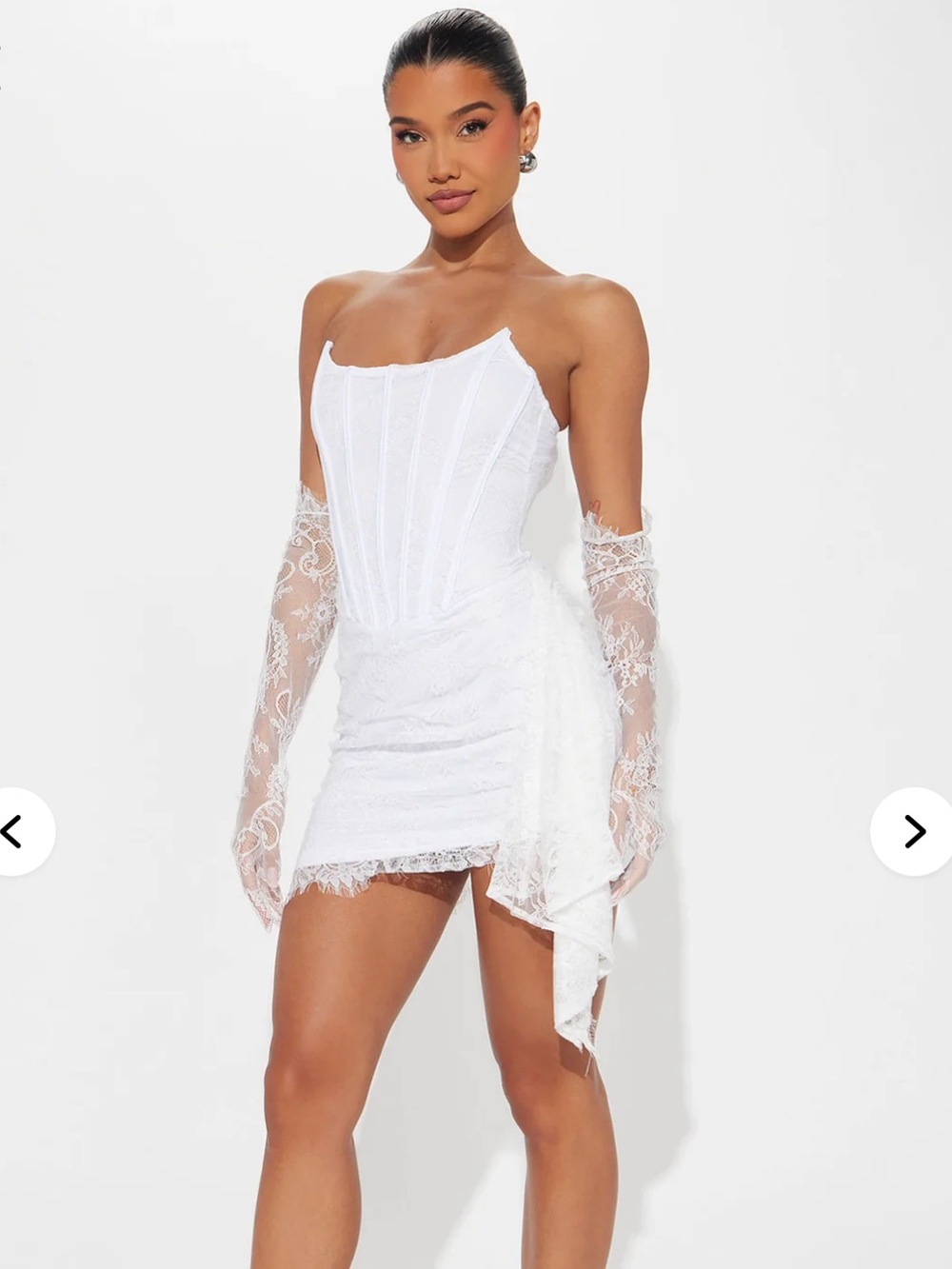 NWT Fashion Nova Always Sweet Corset Mini Dress White Lace - Picture 2 of 8